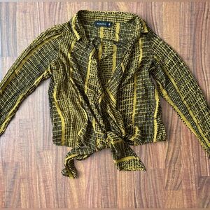 Manaloa Mustard and Black Niho Mano Blouse